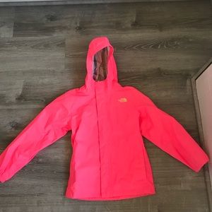 North Face Girls Neon pink and yellow Raincoat